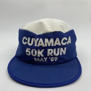 Vintage 1989 Cuyamaca 50K Run Hat Painters Hat Snap Back Blue Challenger Caps